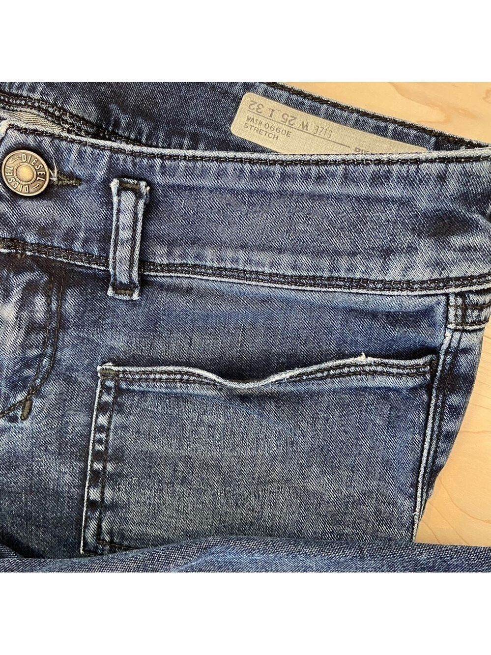 Diesel jeans Husky slim skinny low rise leather black tag blue stretch denim 25 - Picture 6 of 13